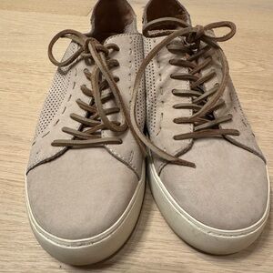 Frye Perforated Suede Low-Top Sneakers - Taupe / Light Grey